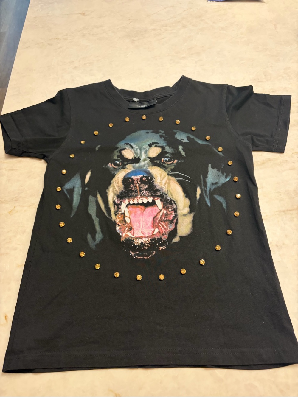 Givenchy Black Kids Graphic Rottweiler Stud Tee